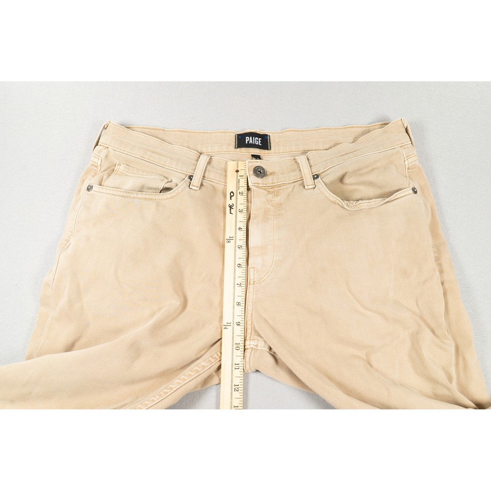 Paige Federal Slim Straight Leg Pants Mens 34 Tan Khaki Transcend Denim Chino - Picture 7 of 12